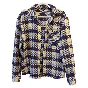 Boohoo Man Men's M Streetwear Purple Woven Button Down Shirt Shacket Grunge